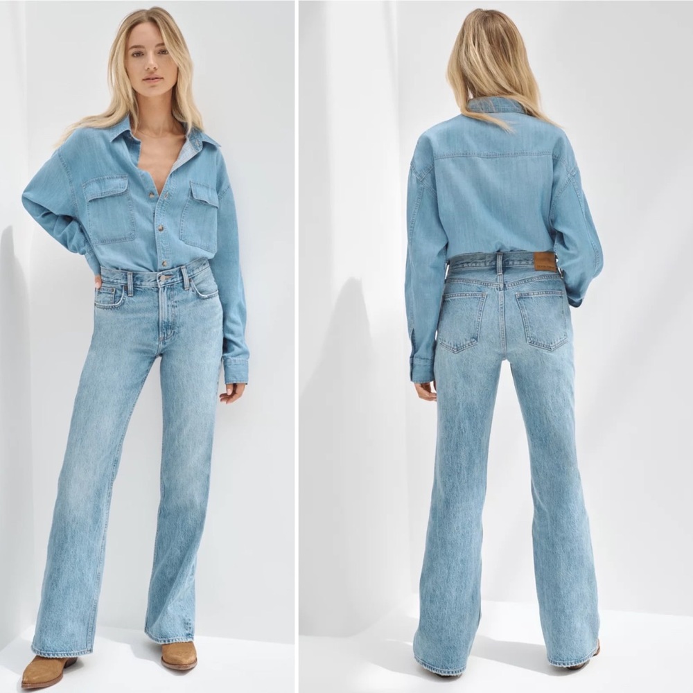 DENIM FORUM The Marianne Mid Loose Flare Jeans 28L Size 25